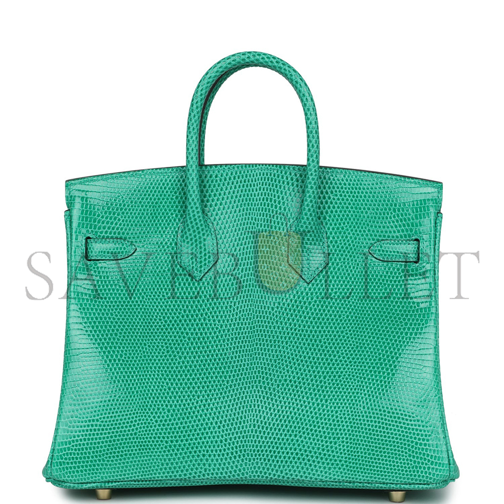 H**mes master birkin 25 lizard bamboo green gold buckle h028352ca19 (25*20*13cm)